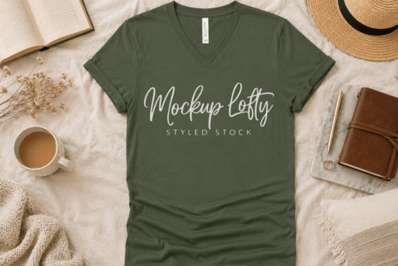 Bella Canvas 3005 Military Green Mockup