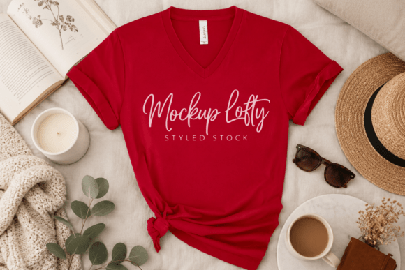 Bella Canvas 3005 Red V-Neck Mockup: Elevating Design Clarity Through Intentional Simplicity
