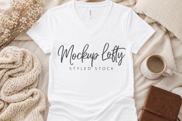 Bella Canvas 3005 White V-Neck Mockup