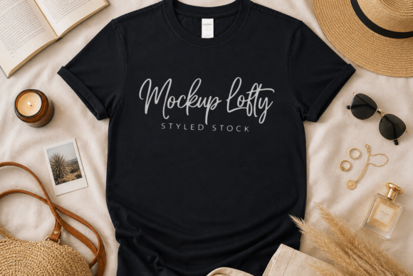 Black Gildan 64000 T-shirt Mockup