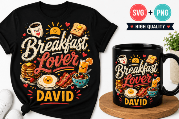 Breakfast Lover Typography 🍳☕ PNG SVG