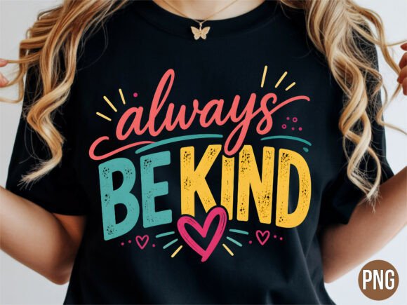 Colorful Always Be Kind Heart Shirt PNG: A Versatile Design for Meaningful Creations