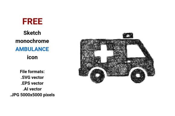 FREE Sketch Ambulance Icon: Hand-Drawn Clarity for Modern Interfaces