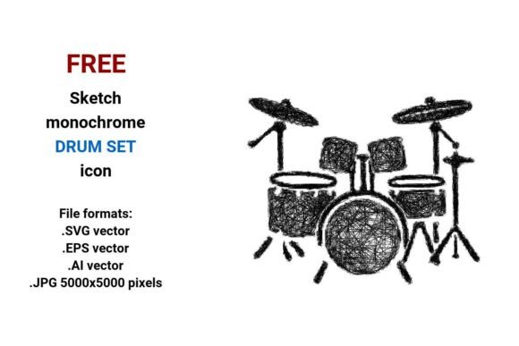 FREE Sketch Drum Set Icon