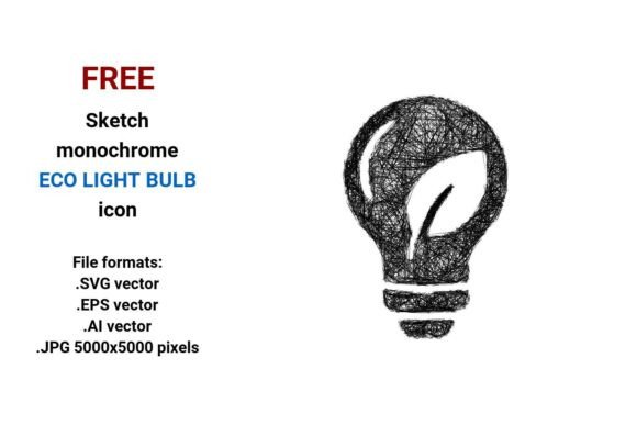 FREE Sketch Eco Light Bulb Icon