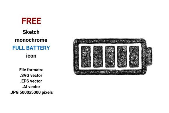 FREE Sketch Full Battery Icon: Hand-Drawn, Scalable, and Ready for Real Projects