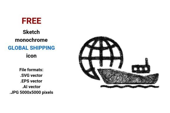 Free Sketch Global Shipping Icon: Scalable, Editable & Ready for Any Project