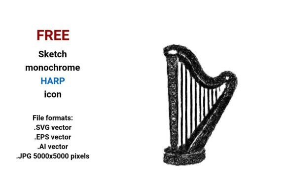 FREE Sketch Harp Icon: Scalable, Editable Assets for Music Branding and Design Workflows