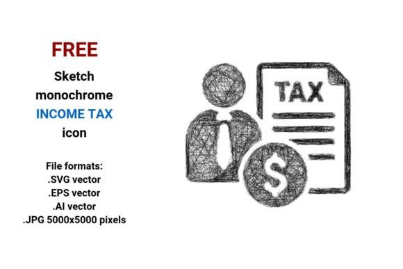 FREE Sketch Income Tax Icon: A Scalable, Artistic Asset for Modern Finance Communication