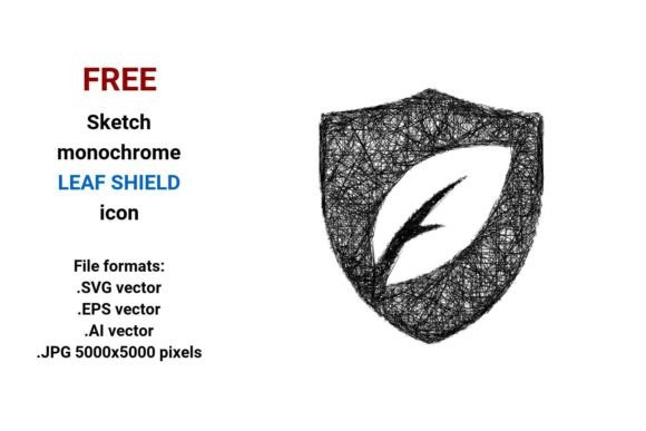 FREE Sketch Leaf Shield Icon