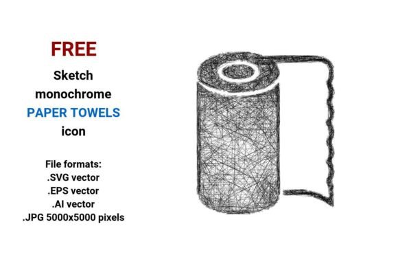 FREE Sketch Paper Towels Icon: Scalable, Clean, and Ready for Your Projects