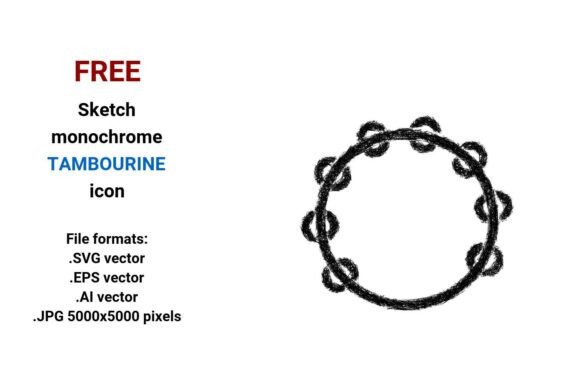 Free Sketch Tambourine Icon: High-Quality Vector & Raster Files for Designers and Musicians