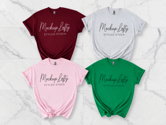 Gildan 5000 Flat Lay Group Shirt Mockup