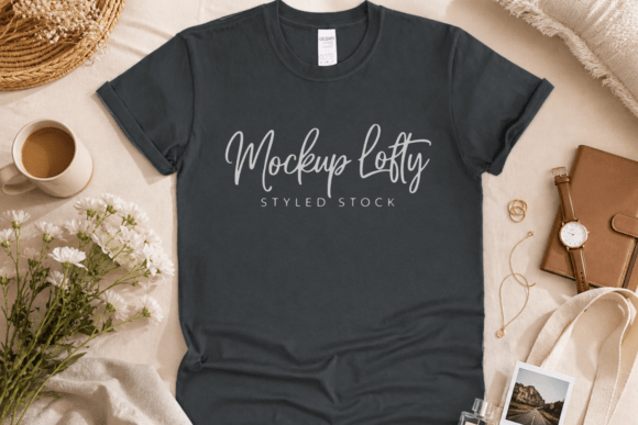 Gildan 64000 Dark Heather T-shirt Mockup