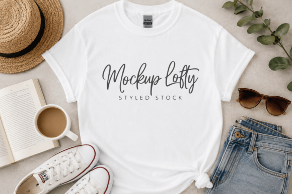 Gildan 64000 White T-shirt Mockup