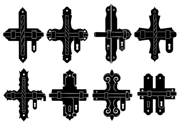 Gothic Door Hardware Clipart Set