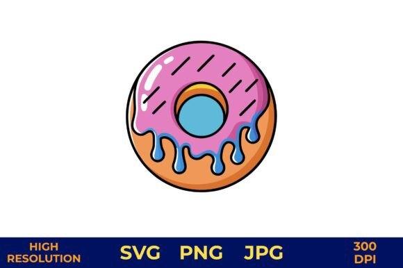 Pink Frosted Doughnut with Blue Icing: A Versatile Digital Design for Creative Projects