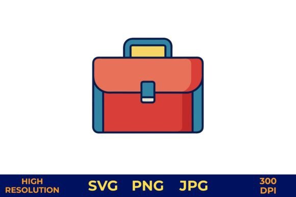 Red Briefcase Vector Design with Solid