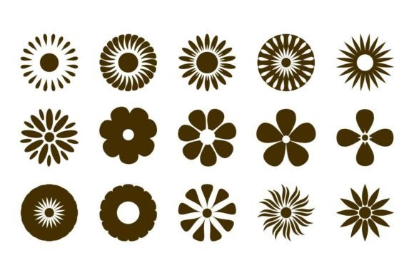 Retro Flower Silhouette SVG Bundle