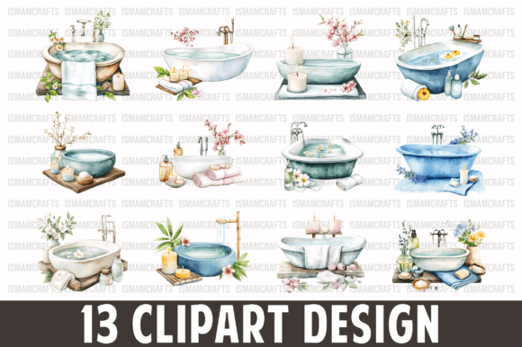 Spa Concept Bath Watercolor Clipart PNG
