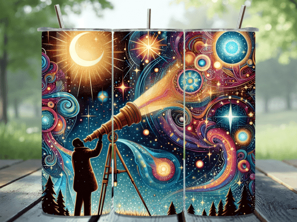 Stargazing Moon Telescope Tumbler Wrap