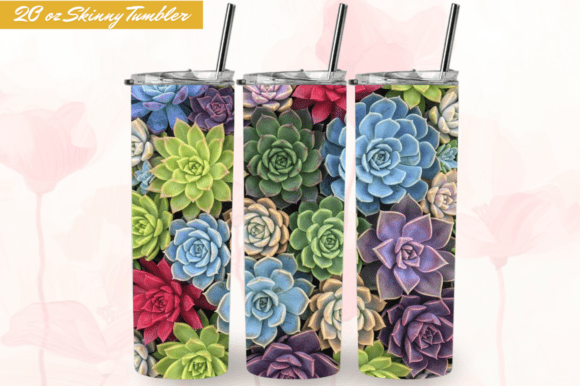 Succulent Tumbler Skinny Wrap 20oz PNG