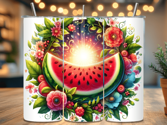 Sun Burst Watermelon Tumbler Wrap PNG