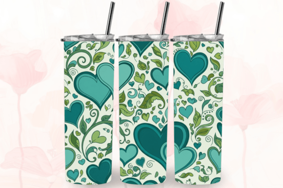 Teal Boho Heart 20oz Skinny Tumbler Wrap