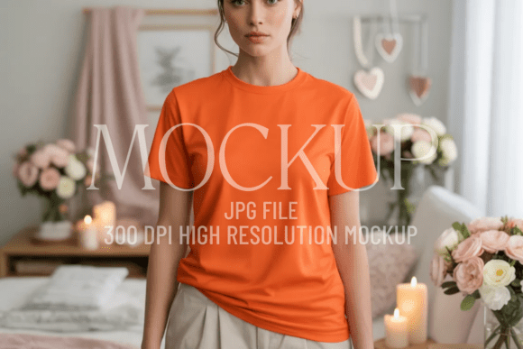 Valentines Day Orange T-Shirt Mockup