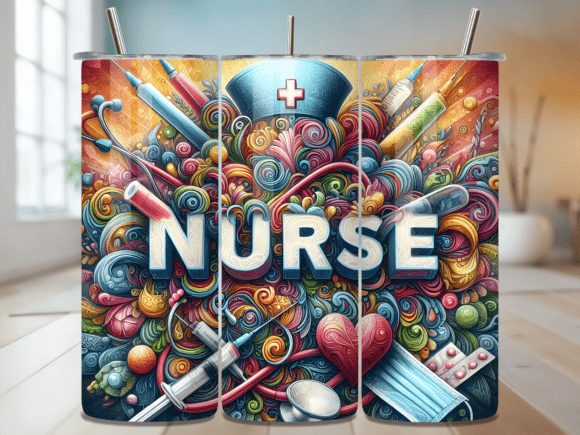 Vintage Swirl Medical Nurse Tumbler Wrap