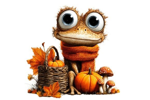 Whimsical Autumn Frog Clipart: A Creative Resource for Designers, Crafters & Small Businesses